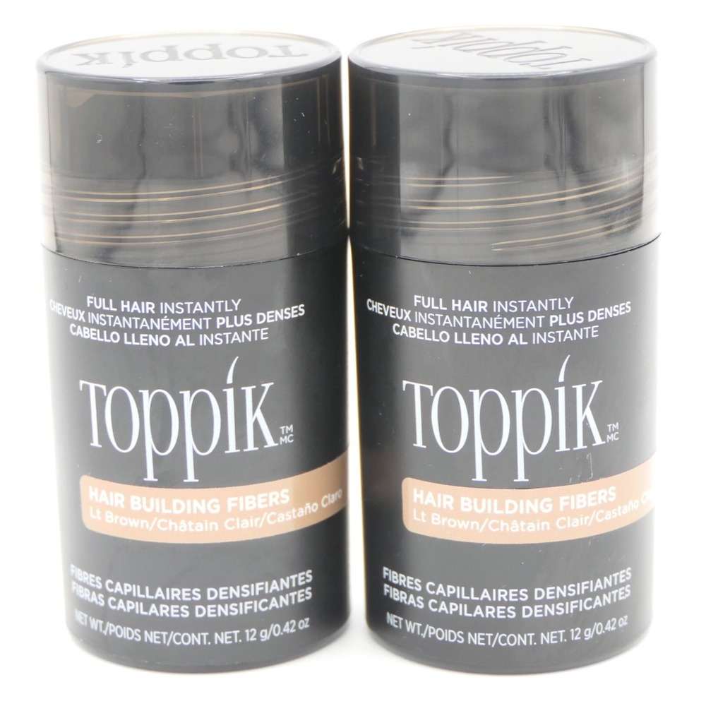 Toppik Hair Building Fibers Light Brown 2 Pack 0.42 oz Ea Full Hair Instantly